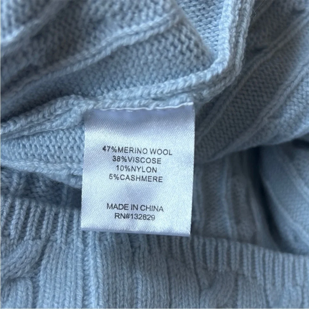 Helsa Shai Cable Knit Maxi Dress Pale Blue NWT - Picture 9 of 9